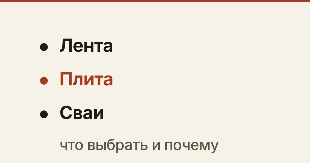 Обложка статьи «Какой фундамент нужен вашему участку: лента, плита или сваи»